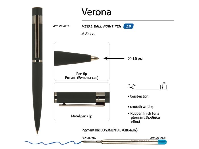 Ручка металлическая шариковая «Verona» — изображение 3