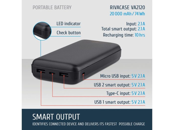 Внешний аккумулятор VA2120, 20000 mAh — изображение 17