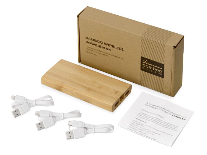 Внешний беспроводной аккумулятор из бамбука «Bamboo Air», 10000 mAh — изображение 11
