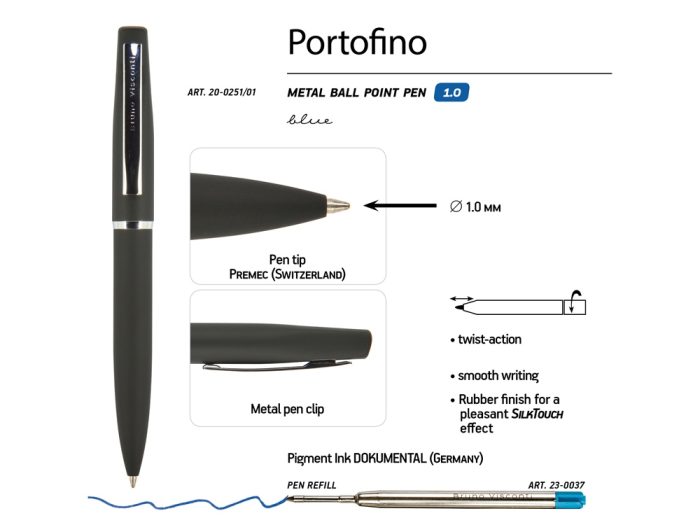 Ручка металлическая шариковая «Portofino» — изображение 3