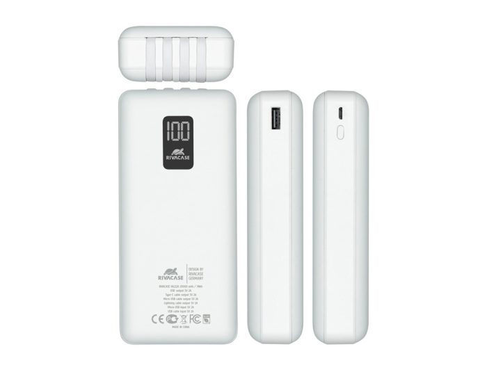 Внешний аккумулятор с дисплеем и встроенными кабелями VA2220, 20000 mAh — изображение 4