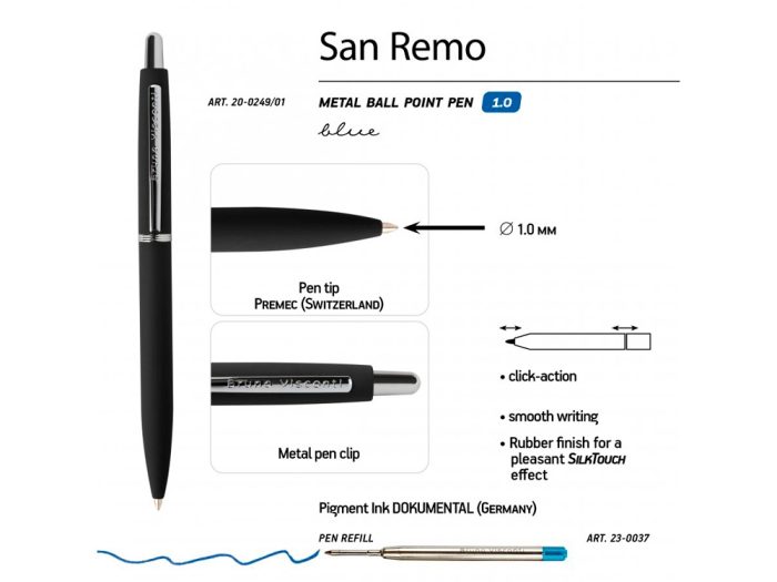 Ручка металлическая шариковая «San Remo», софт тач — изображение 3