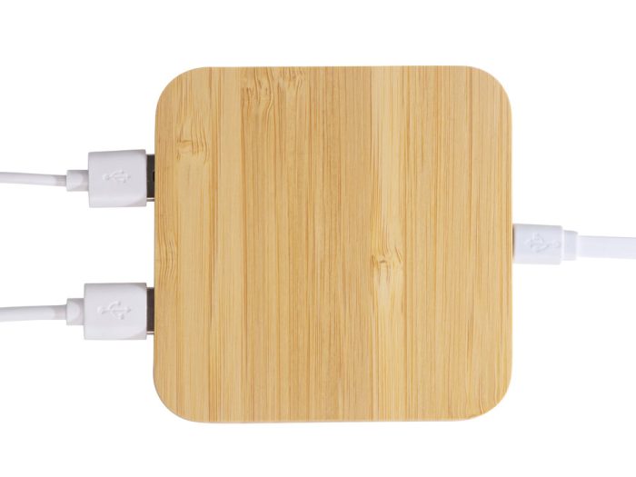 USB-хаб с беспроводной зарядкой из бамбука «Plato», 5 Вт — изображение 9